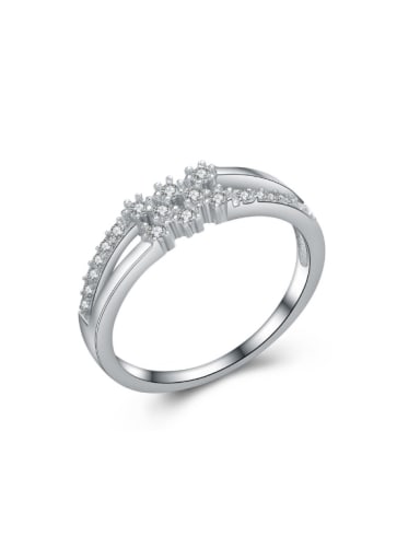 Micro Pave Zircons Platinum Plated Fashion Ring