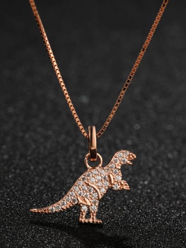 925 Sterling Silver With Rose Gold Plated Cute Dinosaur Necklaces