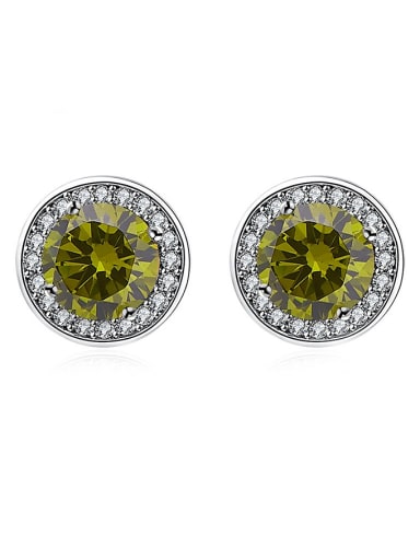 Charming 925 Silver Round Shaped Zircon Stud Earrings