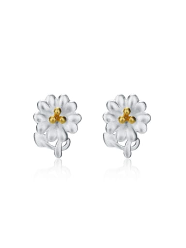 Creative Fashion Flower Two Colors Plated Stud Earrings
