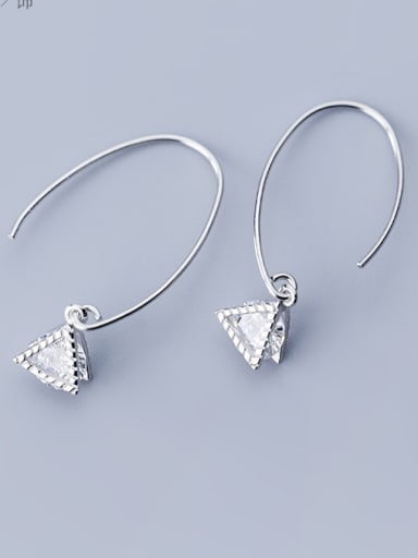 925 Sterling Silver With Cubic Zirconia Simplistic Triangle Hook Earrings