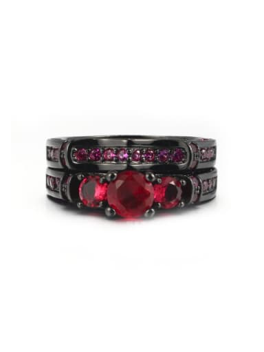Red Corundum Black Plating Noble Unisex Ring