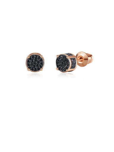 Copper With  Cubic Zirconia Delicate Round Stud Earrings