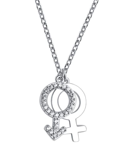 925 Sterling Silver With Cubic Zirconia Simplistic symbol Necklaces