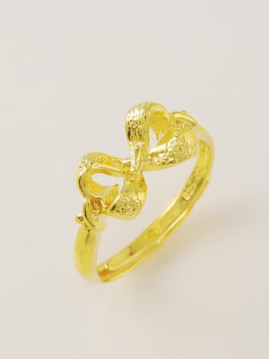 Luxury 24K Gold Plated Bowknot Shaped Copper Ring