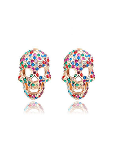 Personality Colorful Austria Crystal Skull Shaped Earrings