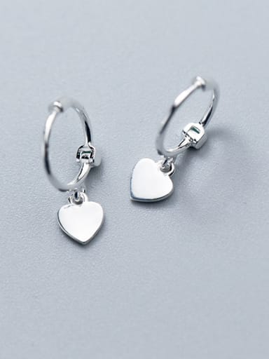 925 Sterling Silver With Platinum Plated Delicate Heart Clip On Earrings