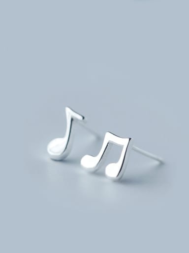 S925 Silver Personality Asymmetric Notes Stud cuff earring