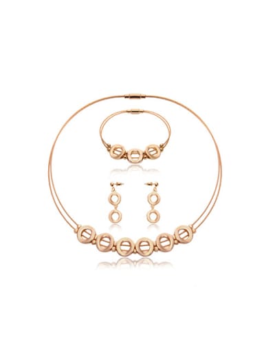 Alloy Imitation-gold Plated Fashion Circles Three Pieces Jewelry Set