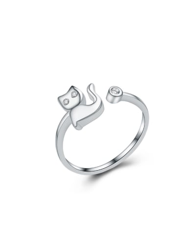 Lovely Cat Simple S925 Silver Opening Ring