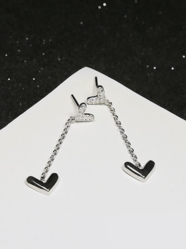 Fashion Heart-shaped Silver Drop Earrings