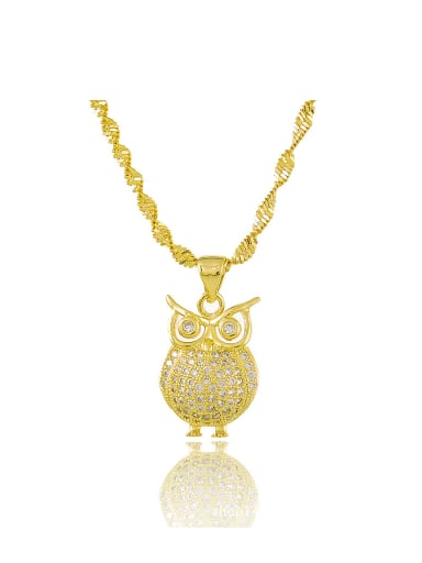 Lovely Owl Shaped Shimmering Rhinestones Copper Necklace
