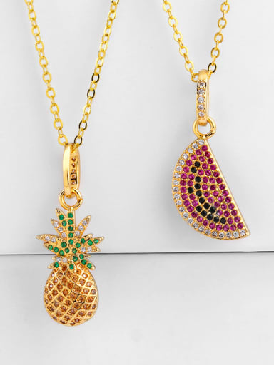 Copper With Cubic Zirconia Cute Friut Pineapple watermelon Necklaces