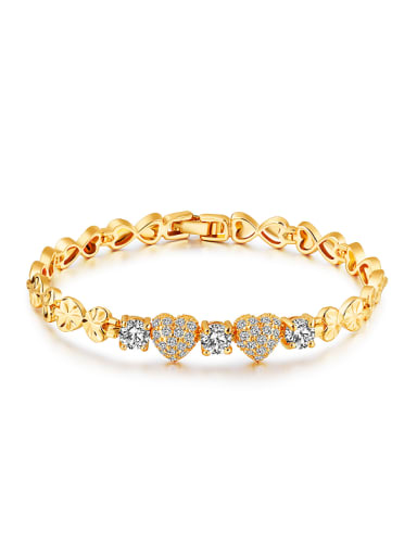 Fashion Heart shapes Zircon Gold Plated Bracelet