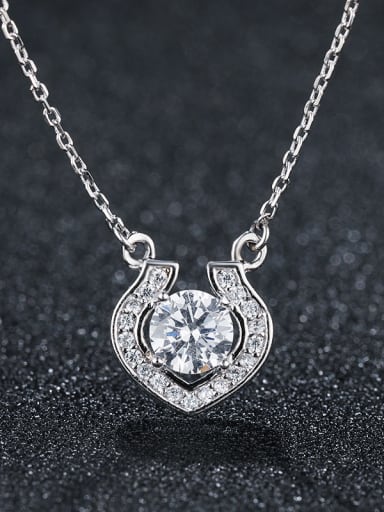 925 Sterling Silver With Platinum Plated Personality Heart Necklaces