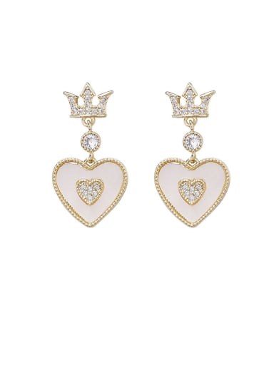 Alloy With Gold Plated Simplistic Crown Heart Drop Earrings