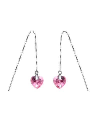 Simple Heart shaped austrian Crystal Line Earrings