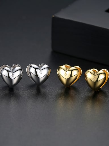 Copper With Platinum Plated Delicate Heart Stud Earrings