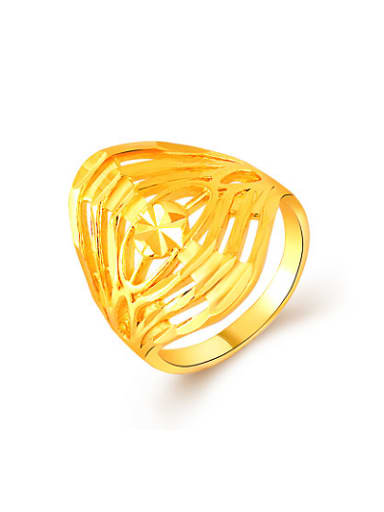 Personality Gold Plated Hollow Geometric Shaped Copper Ring