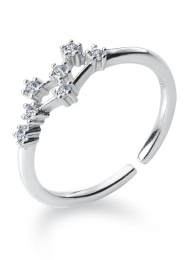 925 Sterling Silver With Platinum Plated Simplistic Constellation Free size Rings