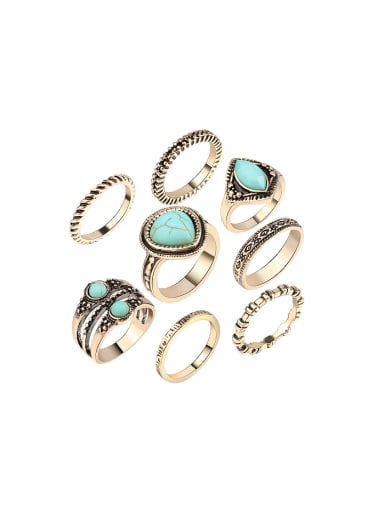 Retro style Turquoise Stones Alloy Ring Set