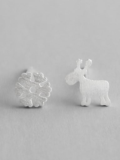 925 Sterling Silver With Silver Plated dissymmetry Cute Animal Stud Earrings