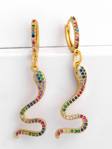 Copper With  Cubic Zirconia Personality Animal snake Drop Earrings