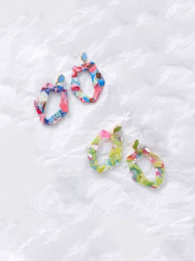 Alloy With Acrylic  Exaggerated Colorful Geometric Chandelier Earrings
