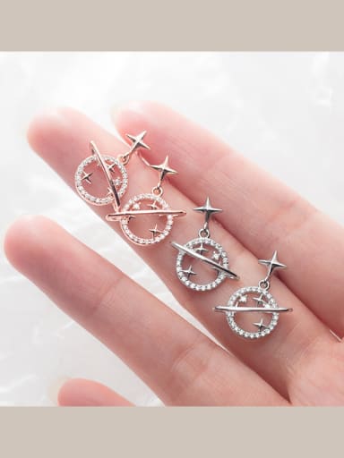 925 Sterling Silver With Rose Gold Plated Cute Irregular Drop Earrings