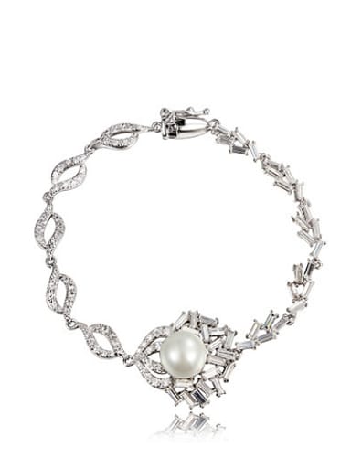 Exquisite 18K Platinum Plated Artificial Pearl Bracelet