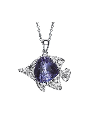 Fashion Purple austrian Crystal Zircon Fish Necklace