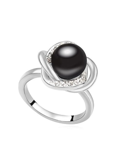 Fashion Imitation Pearl-accented Flowery Alloy Ring