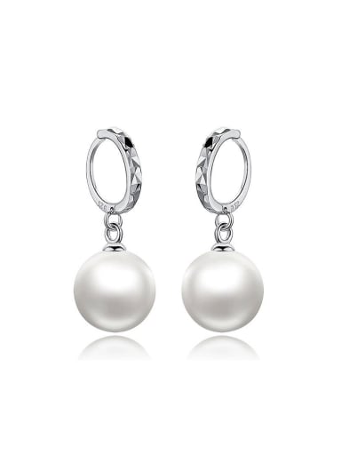 Fashion White Imitation Pearl Copper Earrings