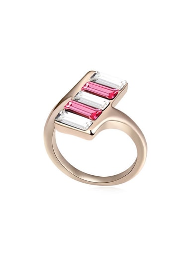 Personalized Rectangular austrian Crystals Stack Alloy Ring