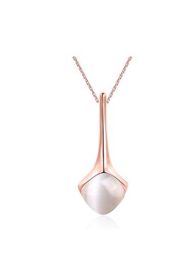 All-match Rose Gold Square Opal Stone Necklace