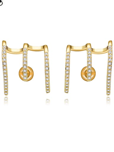 Copper With  Cubic Zirconia  Fashion Irregular Stud Earrings