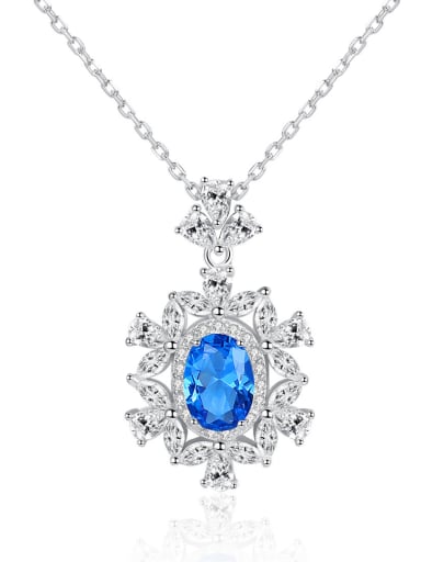 925 Sterling Silver With Cubic Zirconia Luxury Flower Necklaces