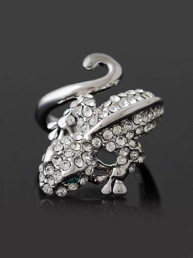 Personalized Cubic Rhinestones-studded Gecko Alloy Ring