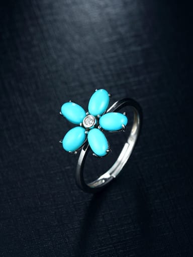 Fashion Turquoise Flowery Ring
