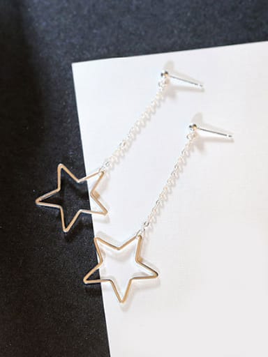 Hollow Star Silver Line Earrings