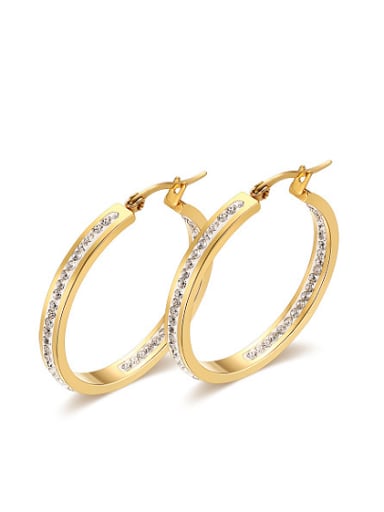 Exquisite Gold Plated Round Shaped Rhinestones Drop Earrings