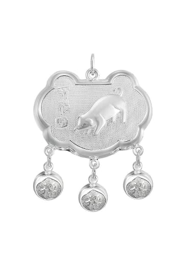 custom Ethnic style 999 Silver Zodiac Pig Children Bells Longevity Lock Pendant