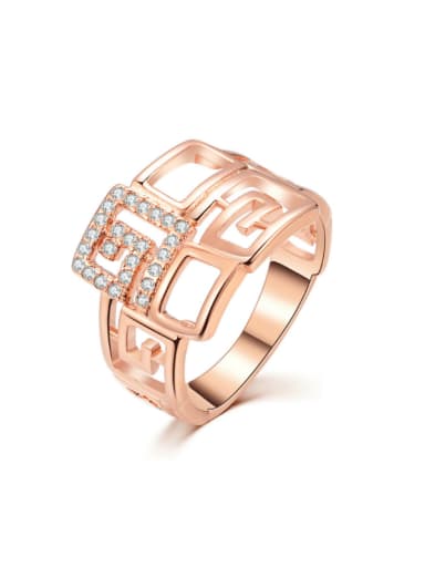 Retro Style Hollow Geometric Pattern Women Ring