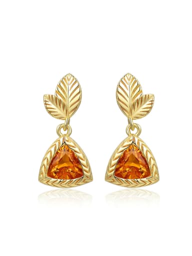 S925 Silver Natural Yellow Crystal 14K Gold Plated Drop Earrings