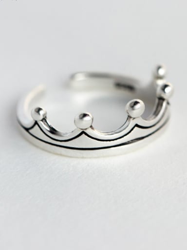 S925 silver fashion crown opening ring