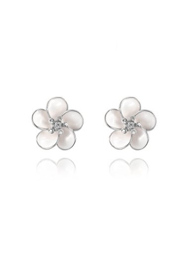 Elegant Plum Blossom Shaped Opal Stud Earrings
