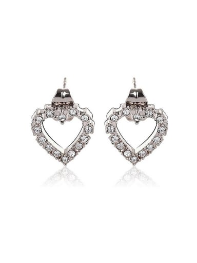 Women Austria Crystal 18K Platinum Heart Shaped stud Earring