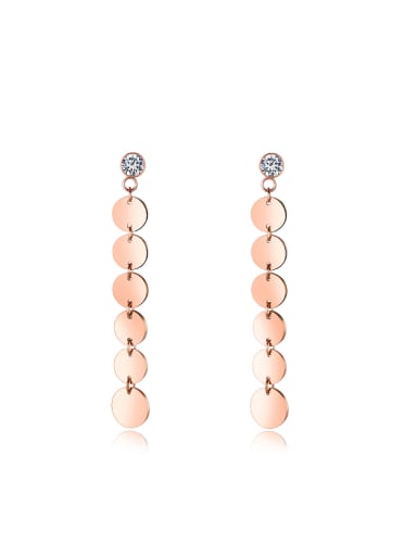 Fashion Little Rounds Rose Gold Plated Drop Earrings