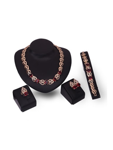 2018 2018 Alloy Imitation-gold Plated Fashion Artificial Stones Four Pieces Jewelry Set