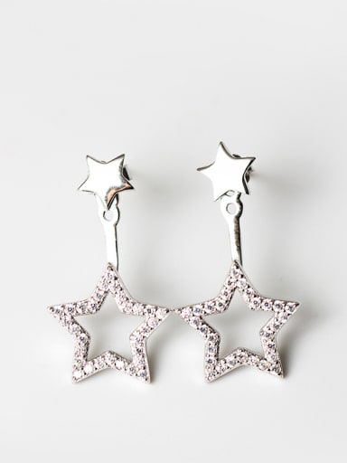 Fashion Shiny Zirconias-studded Stars 925 Silver Stud Earrings